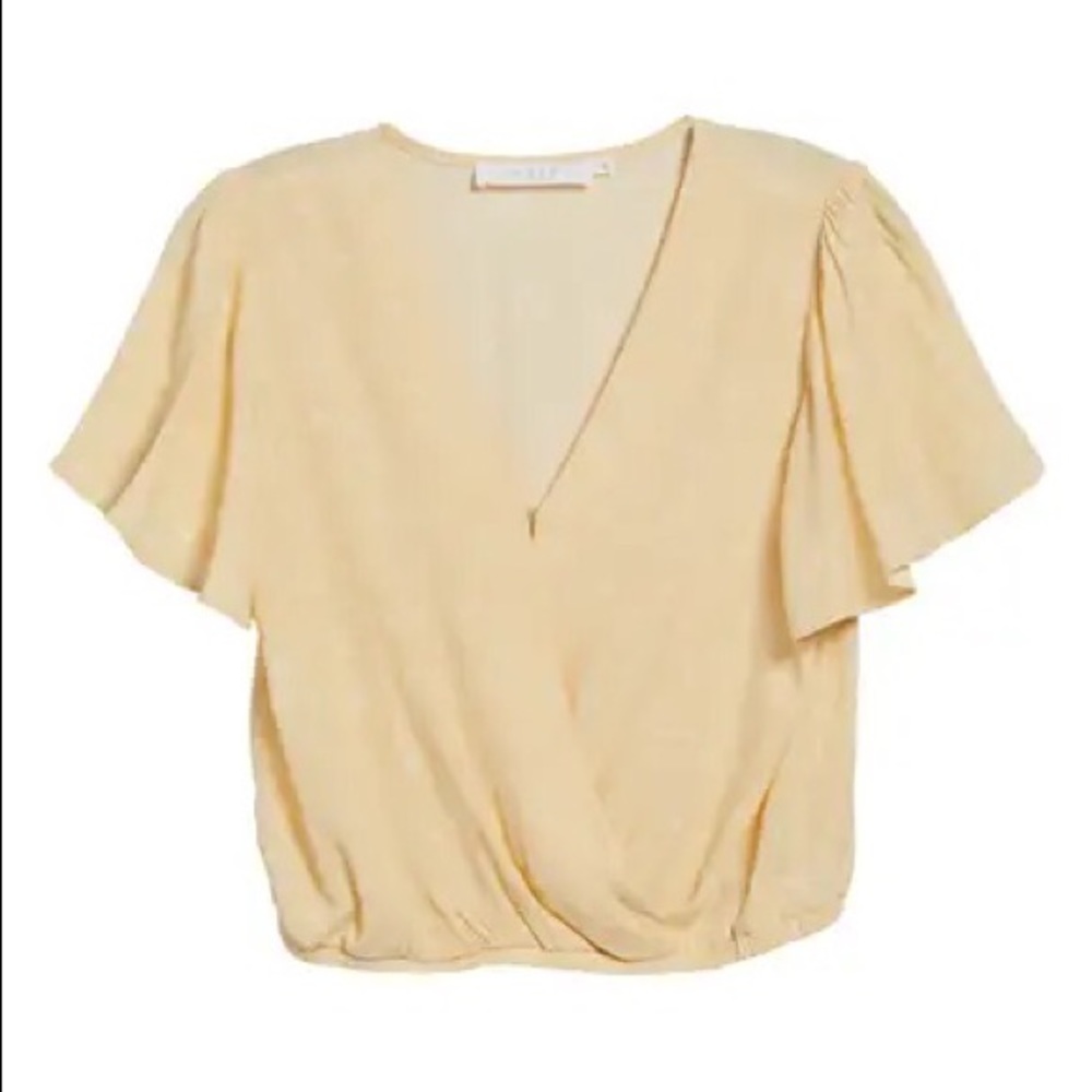 ASTR THE LABEL Flutter Sleeve Surplice Top
